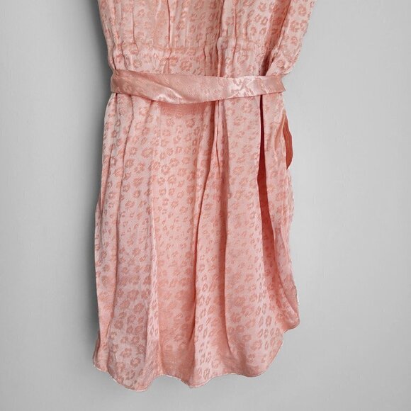 HP! NWT Joie Daran Sunset Blush Leopard Print Lustrous Satin Mini Shirt Dress - Picture 12 of 16